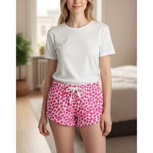 2/$15 J. Crew Cotton Sleep Shorts Toma Bloch Pink White Drawstring G5326 Size XS